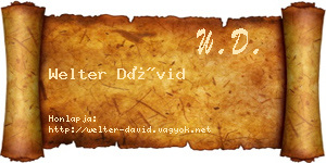 Welter Dávid névjegykártya