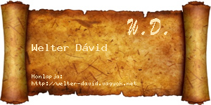 Welter Dávid névjegykártya